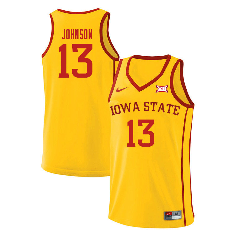 Men #13 Javan Johnson Iowa State Cyclones College Basketball Jerseys Sale-Yellow